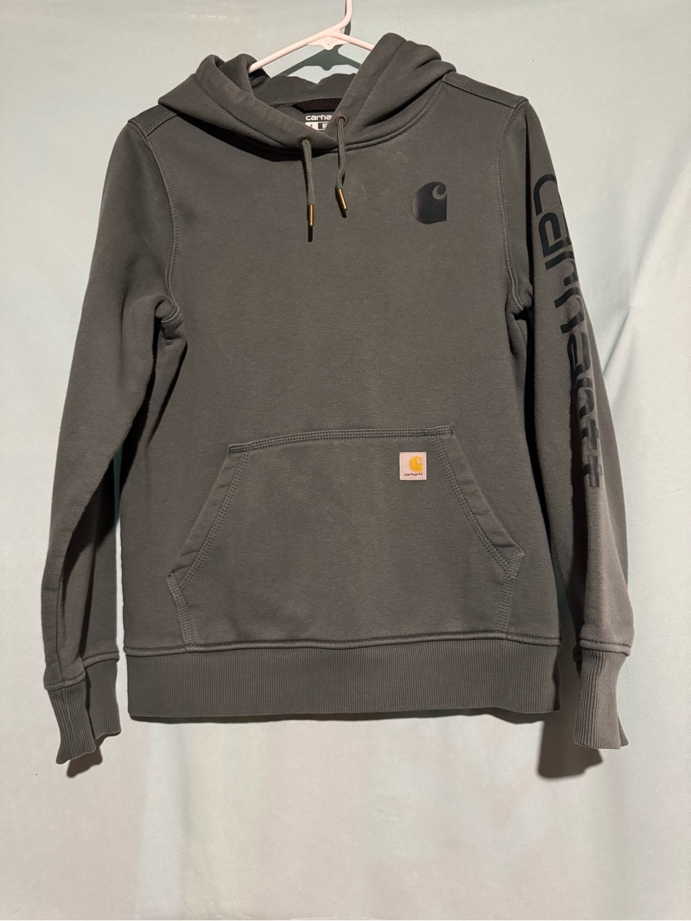 Carhartt Dark Green Logo Hoodie Sweatshirt Relaxed Fit 
Like new